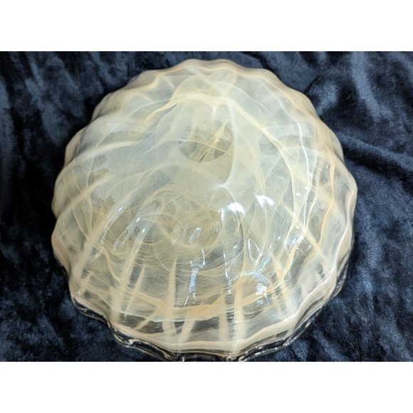 Peach Lavorazione Ribbon Style Glass Bowl Hand Blown Functional Art Fruit - Picture 7 of 12